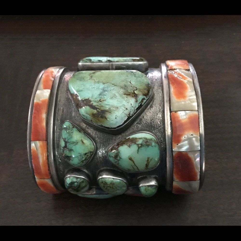 60s Turquoise and Abalone Statement Bracelet— SOLD